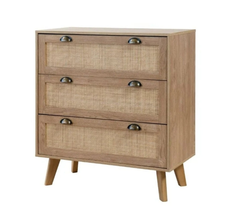 Light oak and rattan dresser