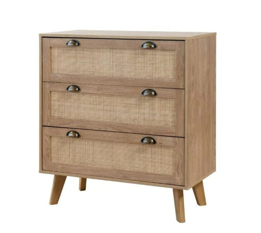 Light oak and rattan dresser