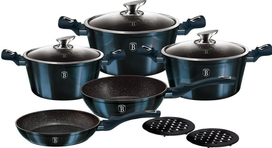 Berlinger Haus 10 Piece Marble Coating Cookware Set - Aquamarine Edition