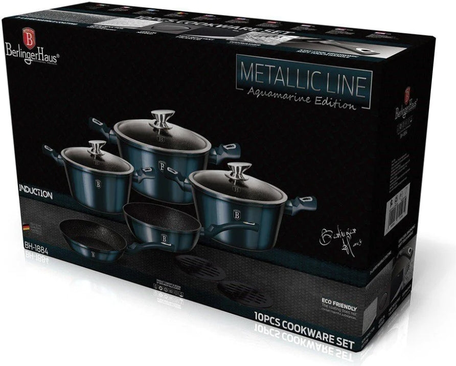 Berlinger Haus 10 Piece Marble Coating Cookware Set - Aquamarine Edition