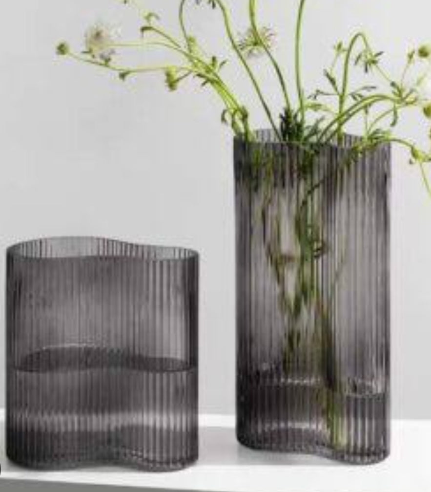 Ribbed Glass Moulded Vase