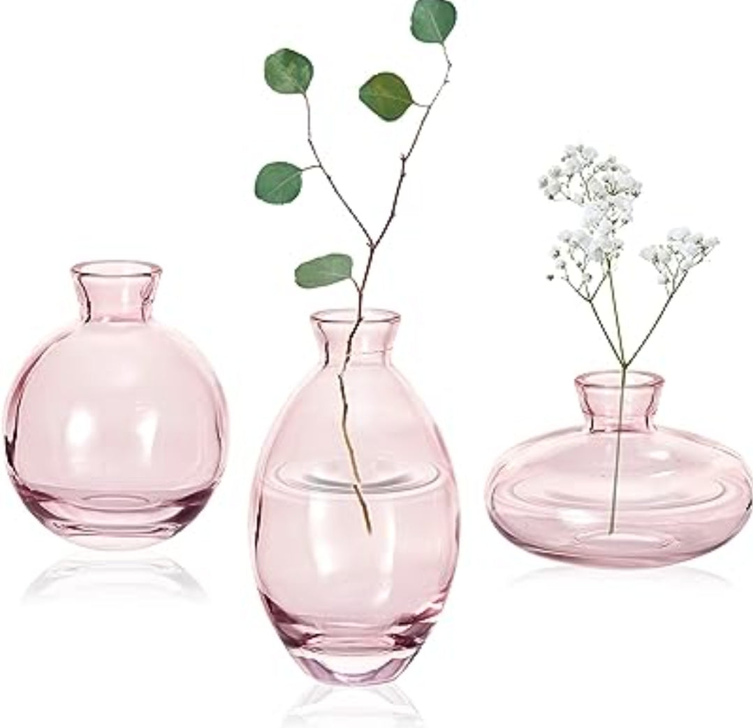 Mini Handmade Glass Bud Vases 3Pcs