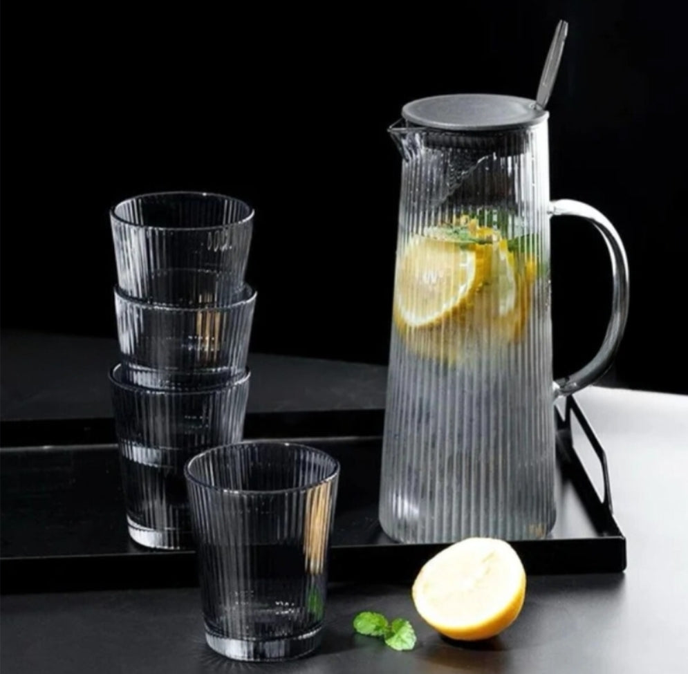 Ribbed Glass Pitcher